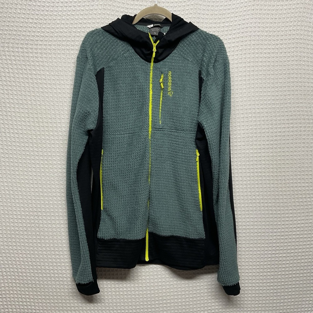 Norrona Falketind Alpha120 Full Zip Hooded Jacket Teal size XL Polartec WornOnce